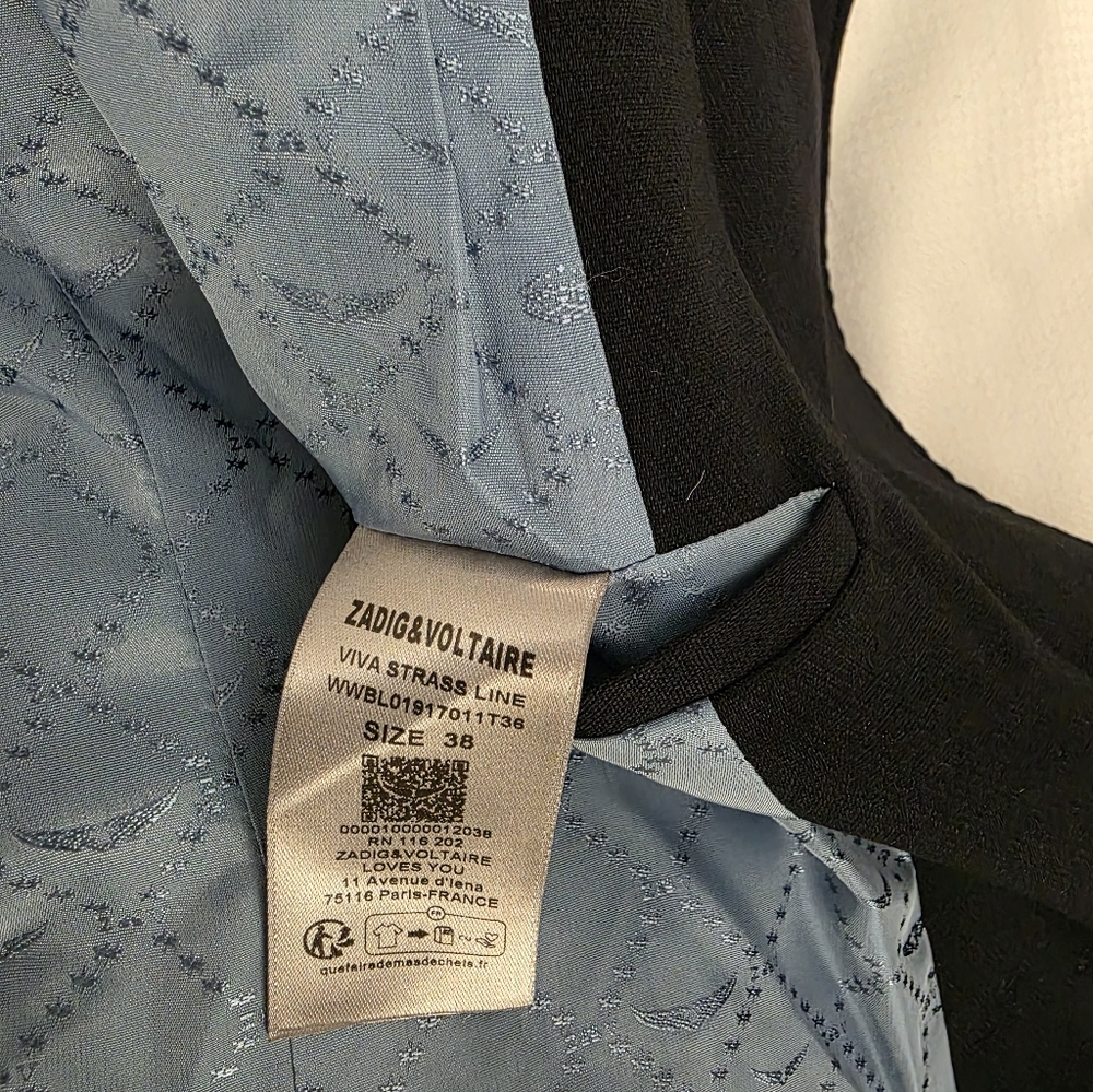 Big Sale! Zadig & Voltaire Verysa Navy Asymmetrical Blazer - Picture 10 of 11